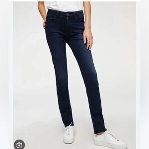 Women's Mid Rise Straight Jeans - Dark Blue